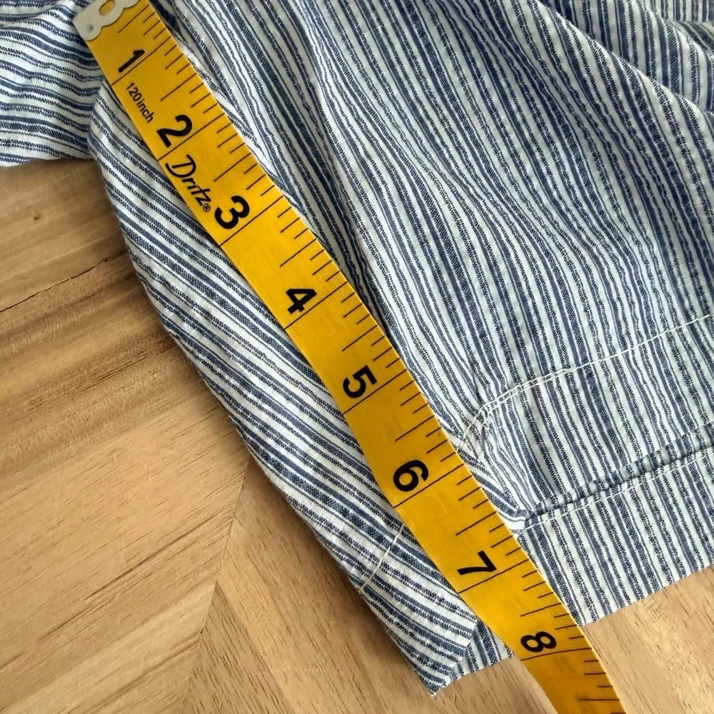 Ben Sherman Mens Blue White Striped Seersucker Cotton Shorts Regular Fit 33W